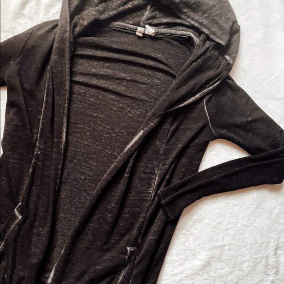 H&M Divided Long Lightweight Black Hooded Cardigan - Picture 3 of 5